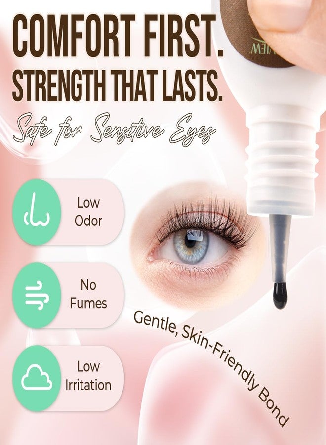 لاش فيو غراء لاشفيو لتثبيت الرموش بقوة، يدوم من 3 إلى 4 أسابيع، مقاوم للماء ولا يسبب تهيجاً، وقت التجفيف من 2 إلى 3 ثوانٍ، مناسب للمبتدئين والمحترفين (5 مل) - Image 3